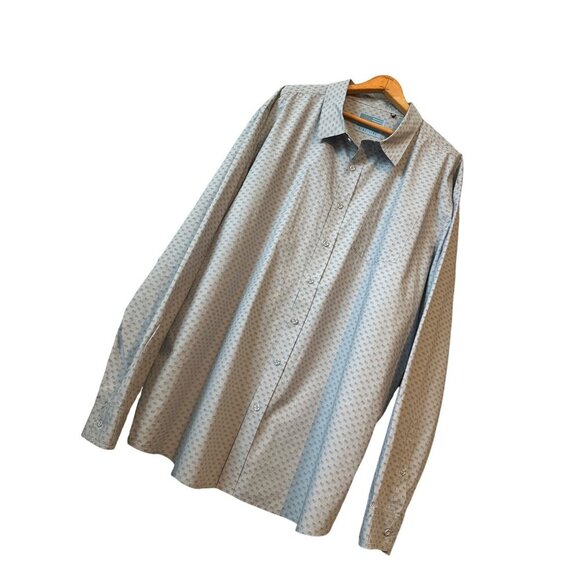 American Flag Nine Line Pattern Blue Button Up Shirt Long Sleeve 3X - Picture 5 of 8